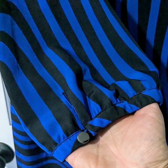 NWT, TAHARI Royal Blue & Black, Wavy Stripe, Sheath Dress, Size 12 - Picture 5 of 14